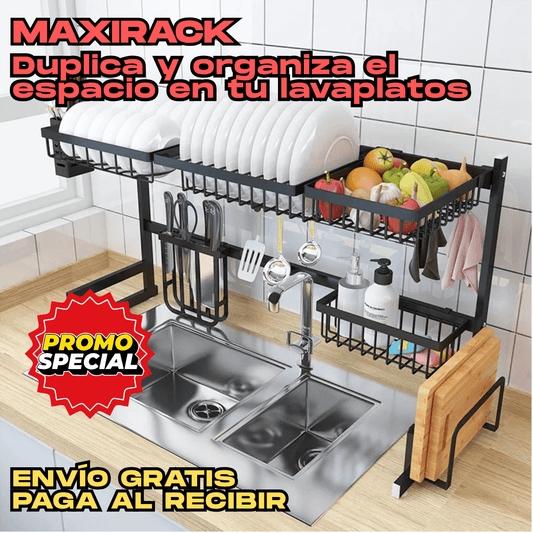 ⭐MaxiRack – Duplica y organiza el espacio en tu lavaplatos