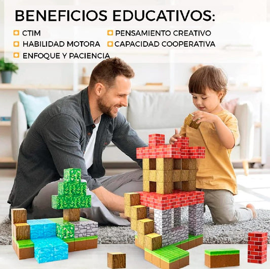 CUBOS MAGNÉTICOS DE SIMULACIÓN MINECRAFT 84 PIEZAS
