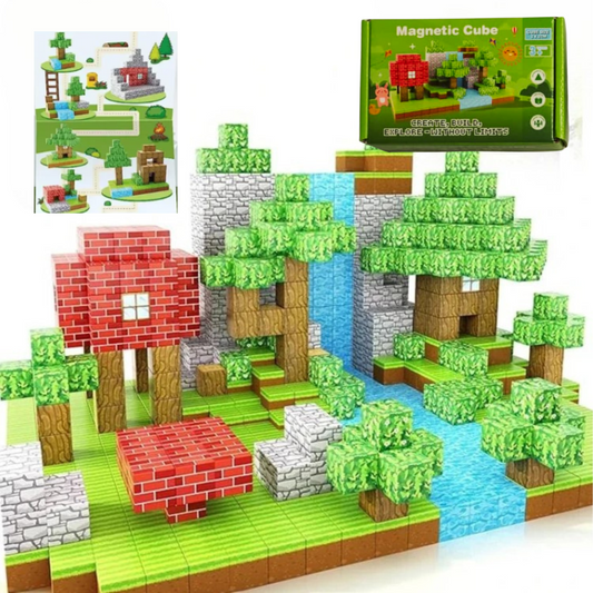 3 CAJAS CUBOS MAGNÉTICOS DE TIPO MINECRAFT (84 PIEZAS EN TOTAL)