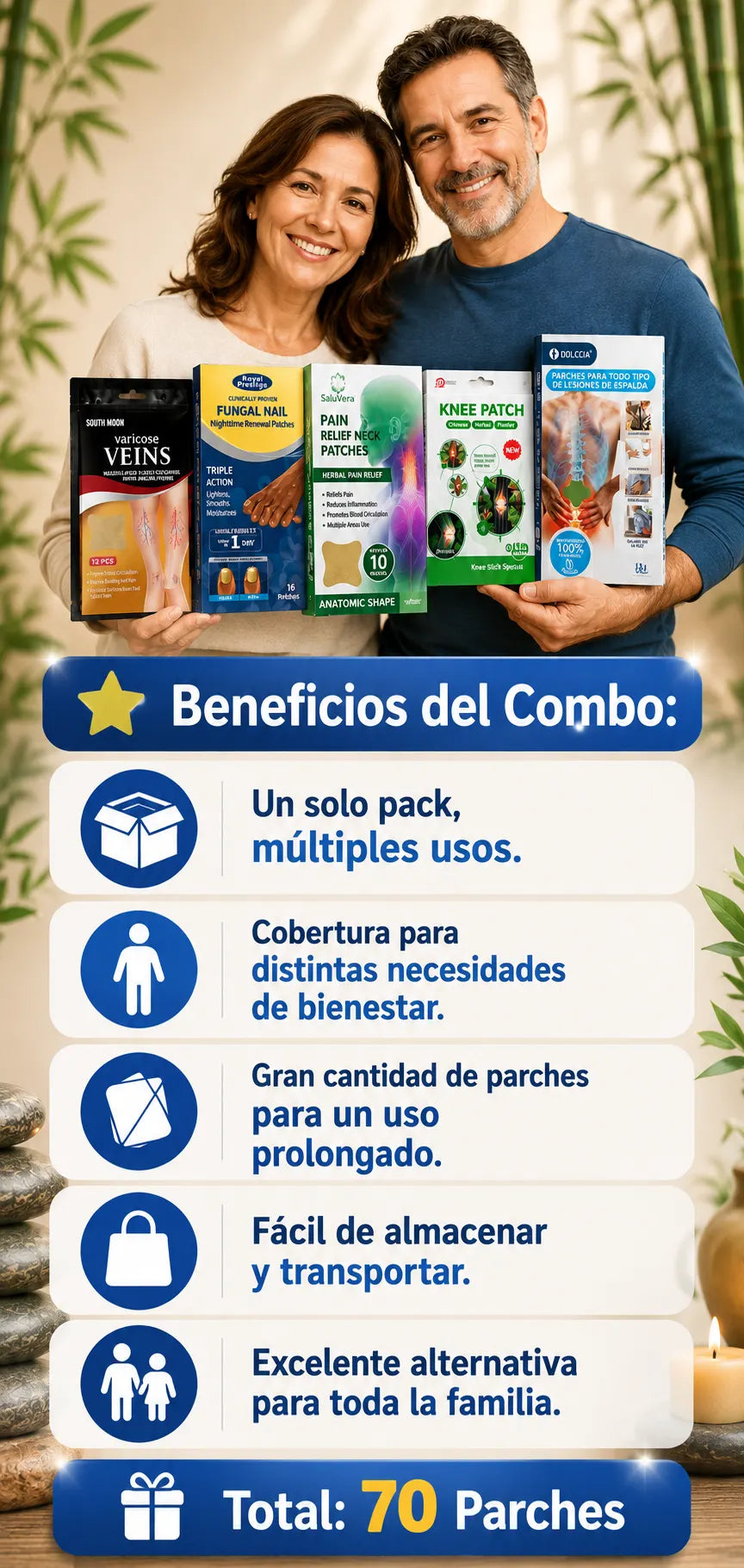 ❤️🩹COMBO SALUD TOTAL 70 PARCHES🩹 Alivio, cuidado y bienestar para todo tu cuerpo✨
