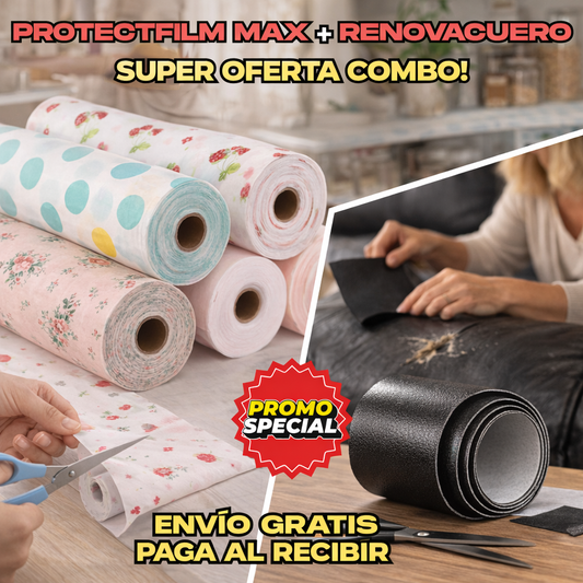 RenovaCuero - Repara sin cambiar tus muebles LLEVA DE REGALO ProtectFilm Max - Cuida superficies sin esfuerzo