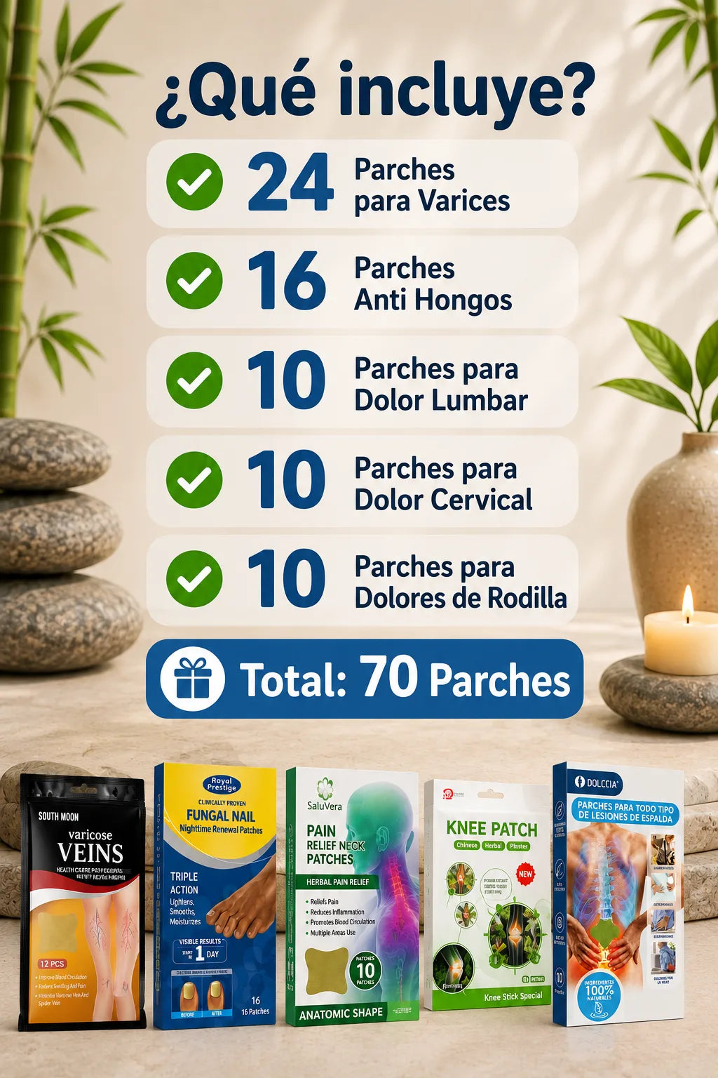 ❤️‍🩹COMBO SALUD TOTAL 70 PARCHES🩹 Alivio, cuidado y bienestar para todo tu cuerpo✨