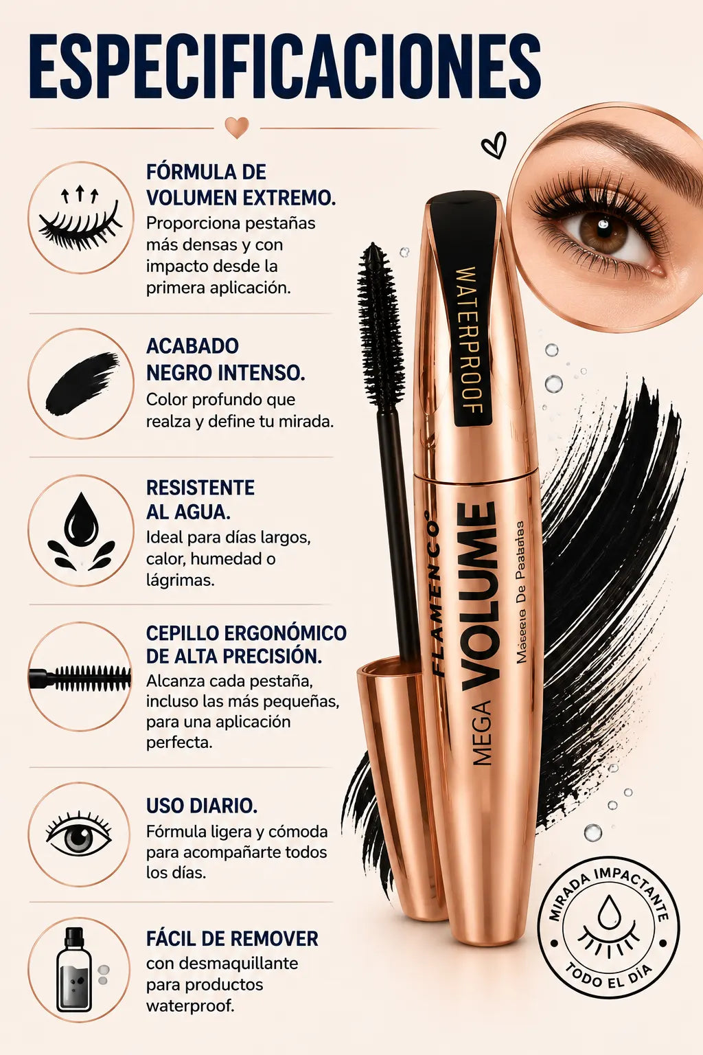 ✨LASH VOLUME PRO™ Waterproof - Volumen extremo, mirada irresistible, todo el día