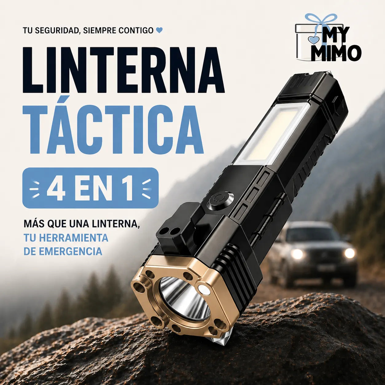 DUO TÁCTICO LINTERNA 4en1 + DESTORNILLADOR 8en1