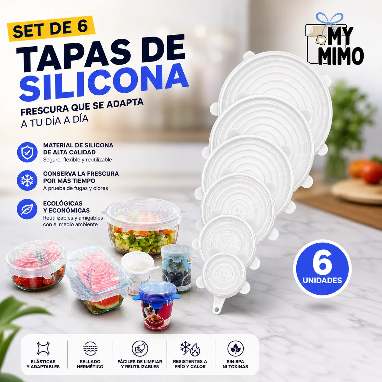 SET de 6 tapas de silicona