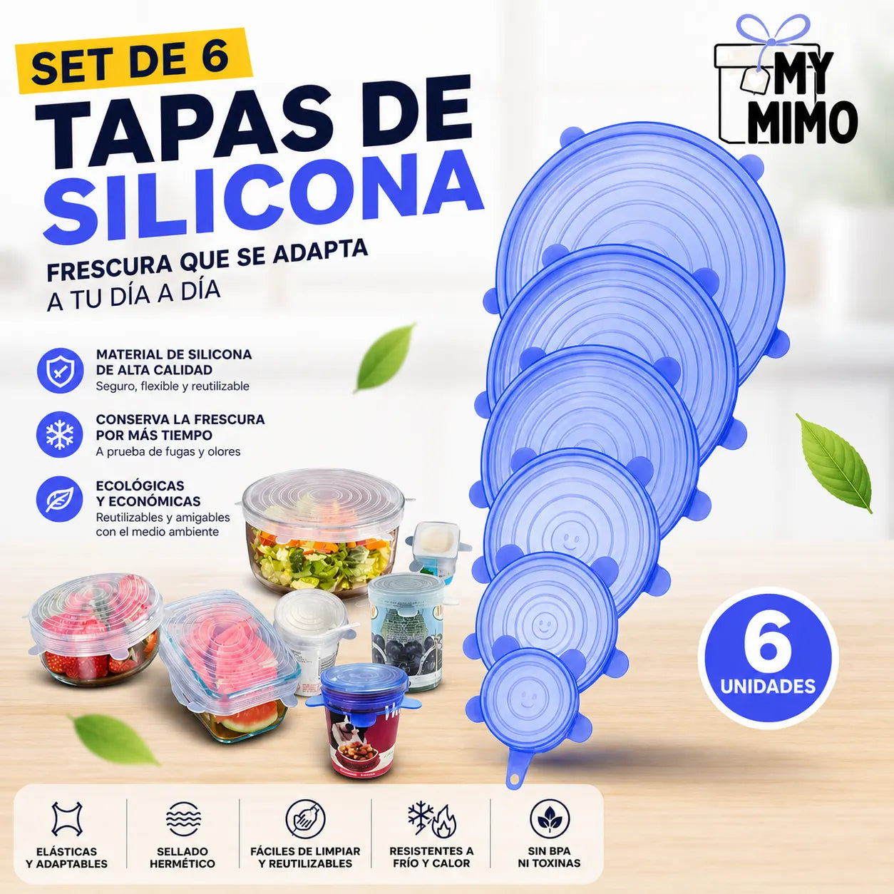 SET de 6 tapas de silicona