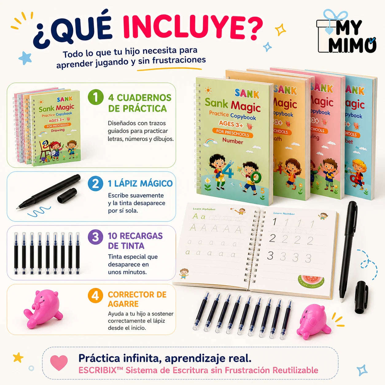 ESCRIBIX™ ✨Sistema de Escritura sin Frustración Reutilizable