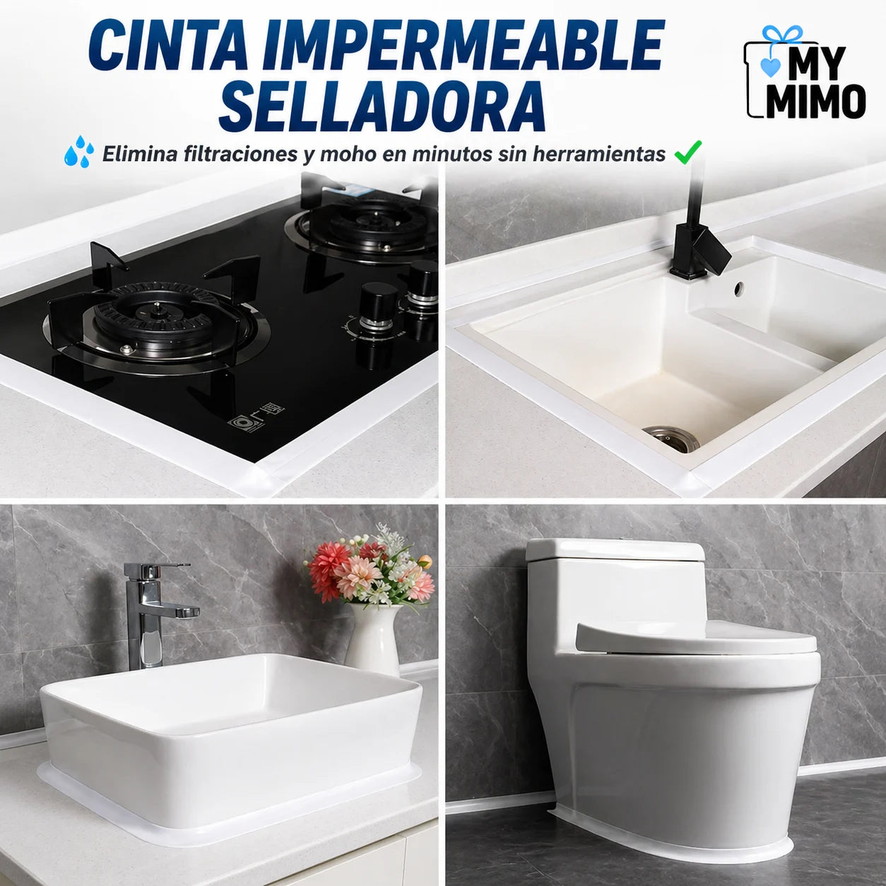 MEGA OFERTA CINTA IMPERMEABLE + ESPUMA DE LIMPIEZA PARA INODORO