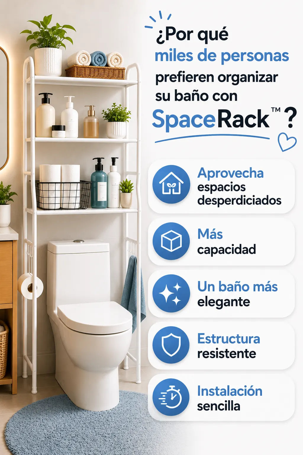 ✨SPACERACK™ El espacio que tu baño necesitaba✅